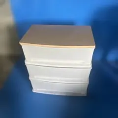 ホワイト プラスチック製チェスト 3段 ニトリ ワイドチェスト 木天板