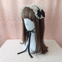 即納 ヘッドドレス⑤ 黒×オフ白
