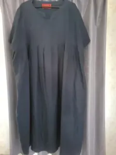 ダークブルー 半袖ロングワンピース　フリーサイズ