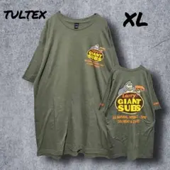 a170　【tultex】Tシャツ　カーキ　XL　輸入古着　サンドイッチ　ゴリラ