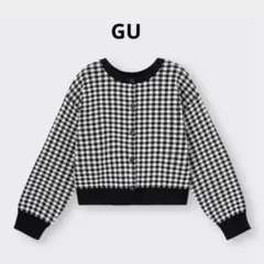 GU 2WAYクロップドカーディガン 長袖 チェック