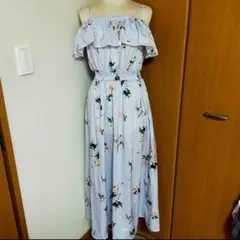 2way オフショルダー花柄 マキシドレス