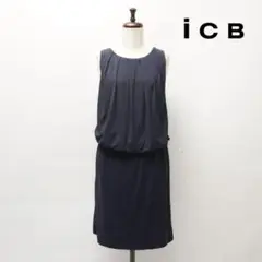 美品 iCB 膝丈ワンピース ネイビー サイズS*IC187