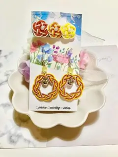 水引ピアス＆ヘアクリップ セット　お買い得品　ハンドメイド　SS1