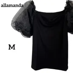 allamanda ブラック パフスリーブ トップス 38 M