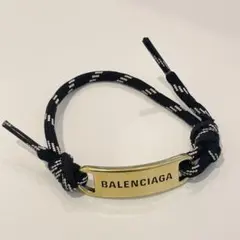 【美品】 バレンシアガ ロゴプレート ブレスレット ゴールド アクセサリー