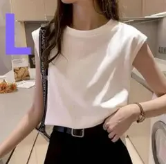レディース　白Tシャツ 無地 フレンチスリーブ ゆったり 夏 体型カバー L
