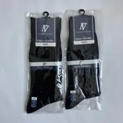 メンズ　新品　ソックス　黒　紺　模様入り　2足セット