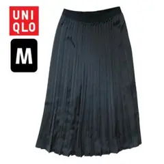 美品 ユニクロ UNIQLO アシンメトリープリーツスカート ロング M 光沢