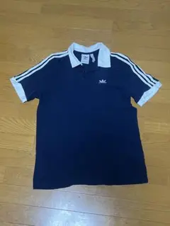adidas ネイビー ストライプ ポロシャツ 半袖