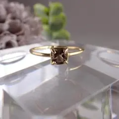 ネコポス フリーサイズ 天然石 スモーキークォーツ スクエアリング おまとめ割有