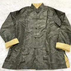 カンフーシャツ　長袖　リバーシブル　XL カーキ