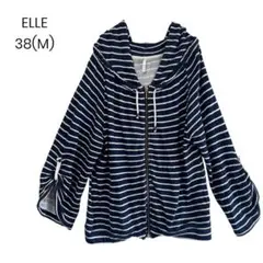 【ELLE】ネイビーボーダーパーカー 38(M)