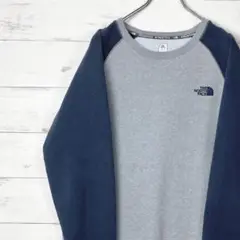 ノースフェイス　プルオーバー　ラグラン　ロゴ刺繡　灰　紺　M S2505154