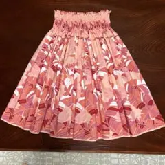 [未使用]フラダンス用スカート くすみピンク系葉柄