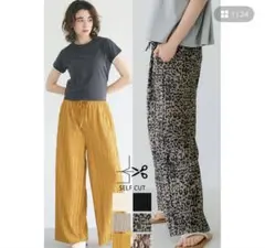 coca ウェーブプリーツパンツ レオパード柄