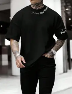 新品未使用　即日発送　ブレイキングダウン　首元ロゴ　やりら 黒Ｔシャツ