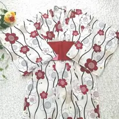 未使用 浴衣 完成品 おび工房 163cm 大柄 白 花柄 総柄 夏 祭り 盆踊