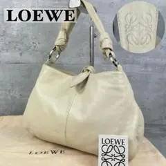美品✨ロエベ アナグラム ハーフムーン ショルダーバッグ ナッパレザー ホワイト