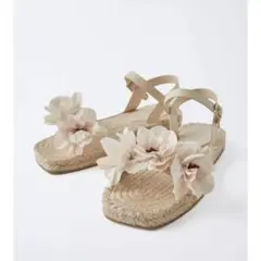 ZARA キッズ 新品 ジュートフラワーサンダル 23.0cm