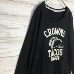 【 RODEO CROWNS 】イラストTシャツ 2 TACOS 黒 ロンT