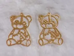 ツギハギくまちゃんレジン枠2個(お試し用)