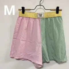 【M】レトロ古着 クレイジーパターン ストライプショートパンツ