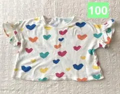 ハート柄　フリル　Tシャツ　100