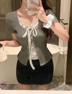 グレー 半袖 トップス JP-L(L)