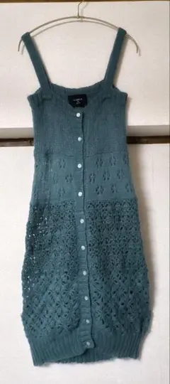 AS KNOW AS レース編みニットベスト グリーン