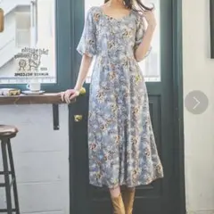 ROYAL PARTY パフスリーブロングワンピース （ブルー）　新品未使用
