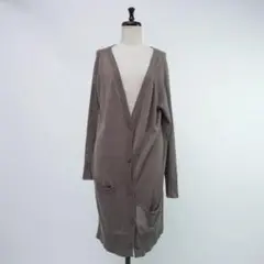 G.V.G.V. バックボタンデザインロングカーディガン 茶色 L*SC1311