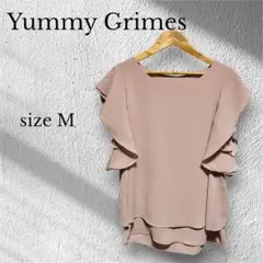 ヤミーグライムス　ラッフルスリーブブラウス【M】くすみピンク　きれいめ