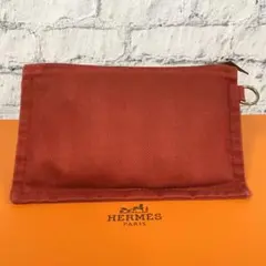HERMES エルメス フラットポーチ キャンバス レッド