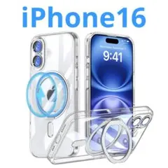 iPhone 16 MagSafe ケース 360°回転スタンド クリア カバー