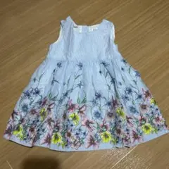 Gap ノースリーブワンピース　水色ストライプ　花柄　90cm