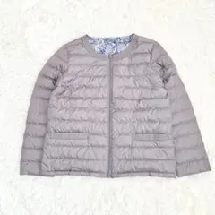 極美品　ジャケット　M ダウンフェザー　ノーカラー　裏地ペイズリー柄