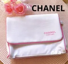 CHANEL シャネル ノベルティ ポーチ キャンバス ホワイト ピンク