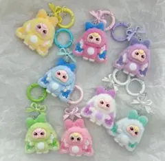 新品 ラブブ LABUBU リボンチャーム キーホルダー ぬいぐるみ 8点セット