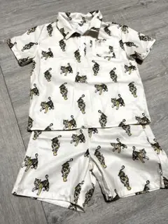 SHEIN トラ柄 半袖シャツ・ショートパンツセット 6Y セットアップ