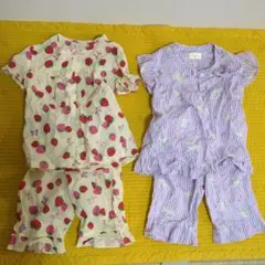 いちご柄とストライプ柄のパジャマセット 100cm