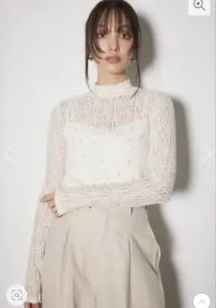 rienda ストレッチチュールカットトップス