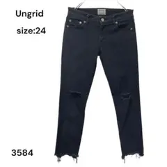 アングリッド　Ungrid　デニム　ジーパン　ダメージ　24 スキニー　黒