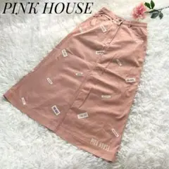 【美品】PINK HOUSE ロゴ ワッペン デニムスカート Aライン ピンク