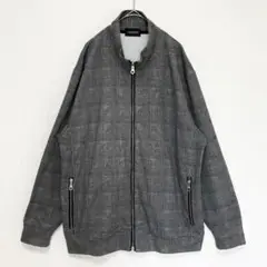 ラフォルム◆チェック柄長袖ブルゾン(3L)大きいサイズ ポケットチャック付 灰色