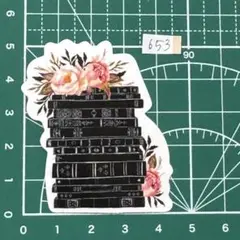 アンティーク黒本と薔薇のステッカー