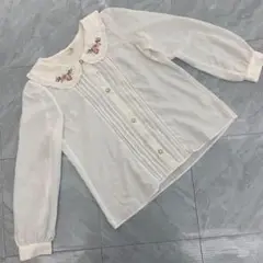 a.r.w 刺繍襟付き 長袖ブラウス ホワイト Mサイズ シンプル