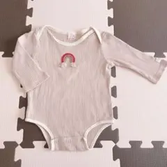 petitmain プティマイン　ベージュ レインボー　ロンパース　80 長袖