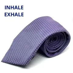 INHALE EXHALEネクタイ　藤色　ドット柄　シルク100% ハンドメイド