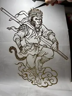 孫悟空 タトゥーシール 金色